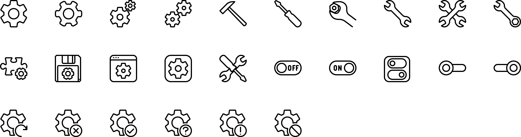 Icon Settings - System Icon Line Clipart (1824x480), Png Download