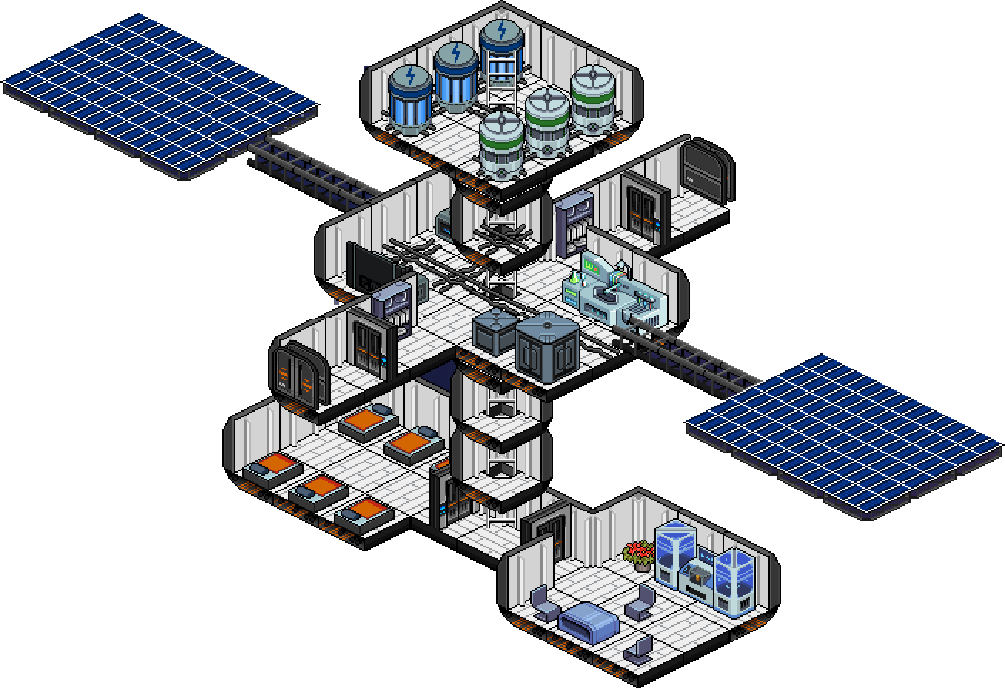 Meeple Station Is An Open-ended Space Station Simulator - Floor Plan Clipart (1410x966), Png Download