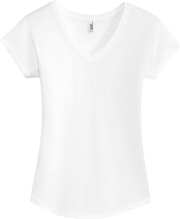 White V Neck T Shirt Template Png Clipart (750x750), Png Download