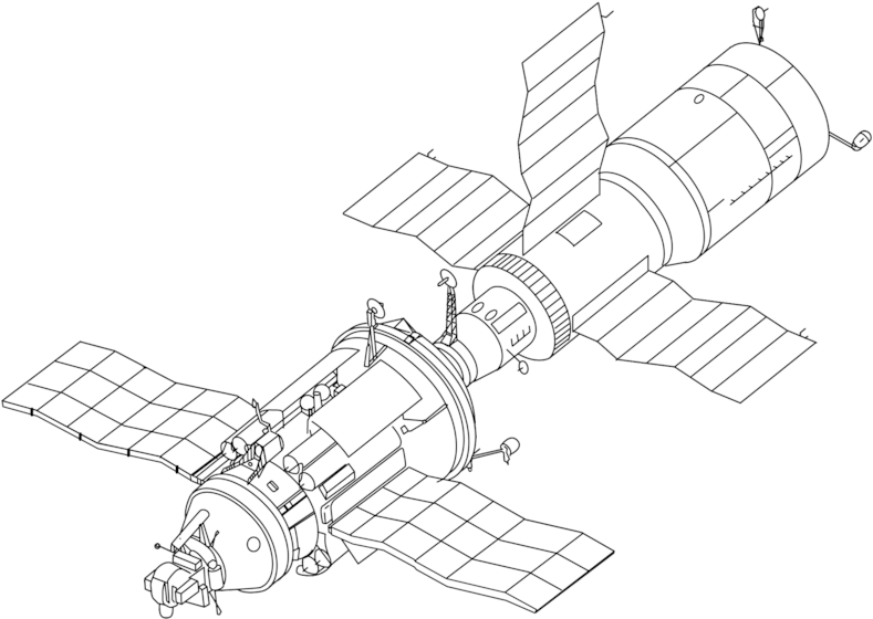 Cosmos 1686 And Salyut - Salyut 1 Png Clipart (830x587), Png Download