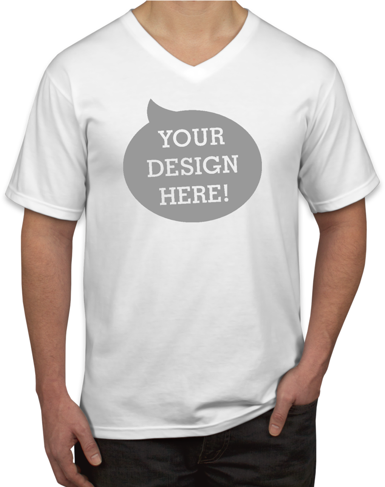 Anvil Jersey V‑neck T‑shirt - White Color T Shirt Clipart (1000x1000), Png Download