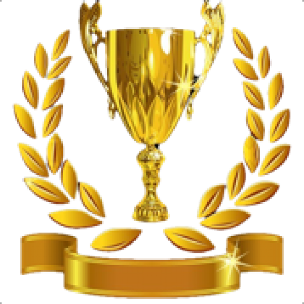 Golden Cup Png Trophy With Golden Leaves Icon - Gold Trophy Png Hd Clipart (600x600), Png Download