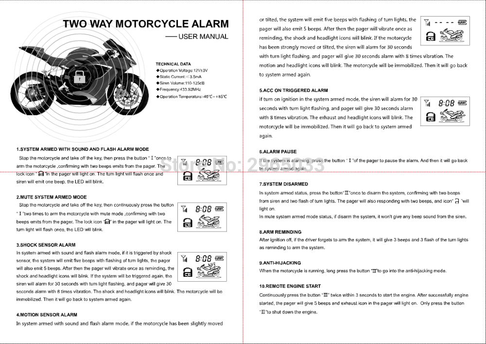 4 X Alarma De Seguridad De Código De Barras De Rastreo - Motorcycle Clipart (1000x707), Png Download