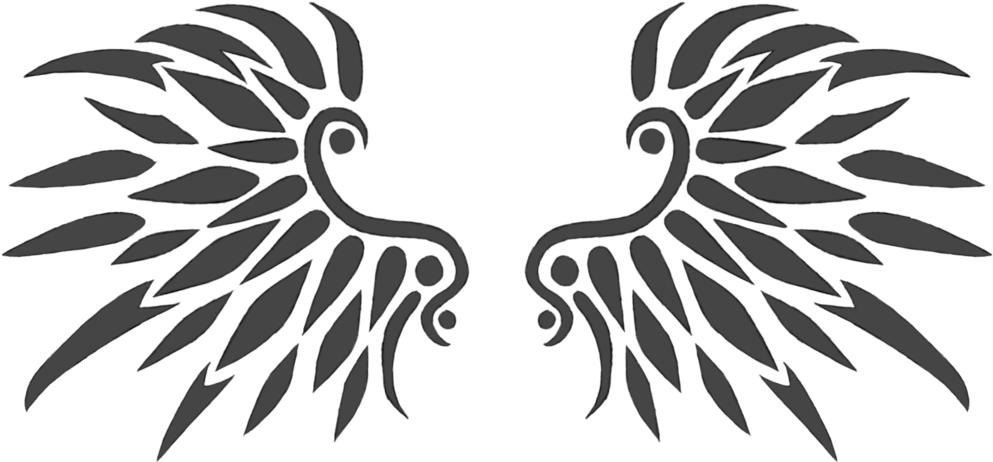 Black Wings Tattoo Design - Black Wings Wing Png Clipart (1024x489), Png Download