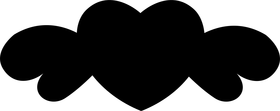 Heart Black Shape With Wings Comments Clipart (980x388), Png Download