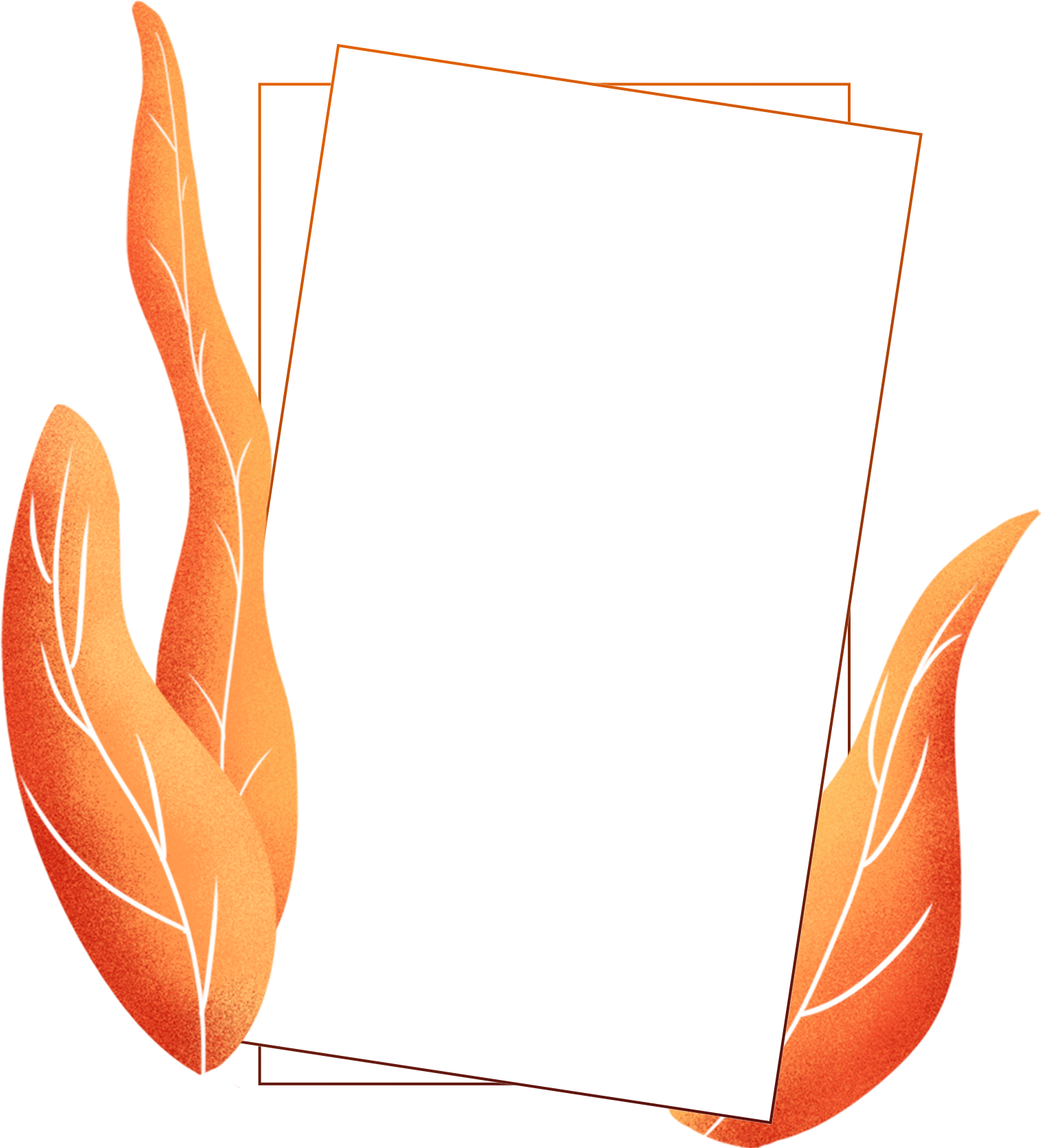 Hand Painted Plants Coral Orange Border Color Png And - Illustration Clipart (2000x2000), Png Download