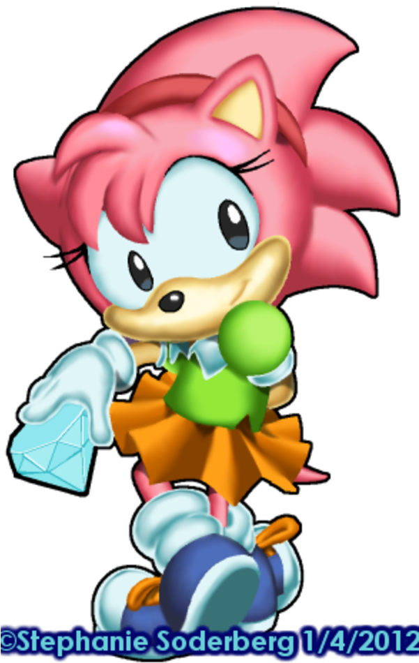 Sonic The Hedgehog - Sonic Classic Amy Clipart (600x983), Png Download