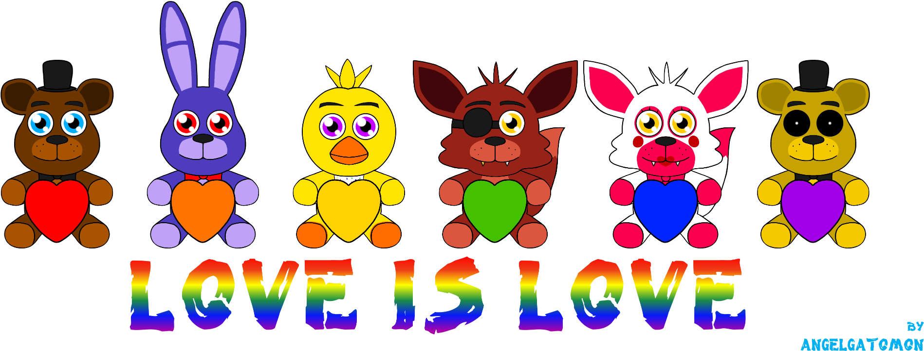 Fnaf Lgbt Plushies - Fnaf Lgbt Clipart (2000x750), Png Download