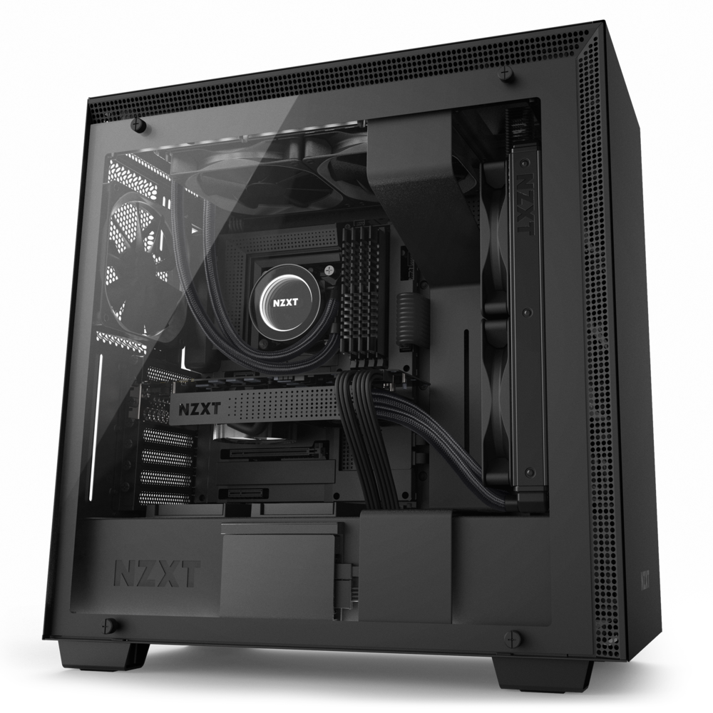Mid Tower Black Pc Case H I - Nzxt H700i Black White Clipart (900x900), Png Download