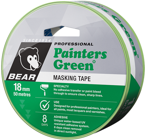 Bear Painters Masking Tape 18mmx50m Green - Adhesive Tape Clipart (800x800), Png Download