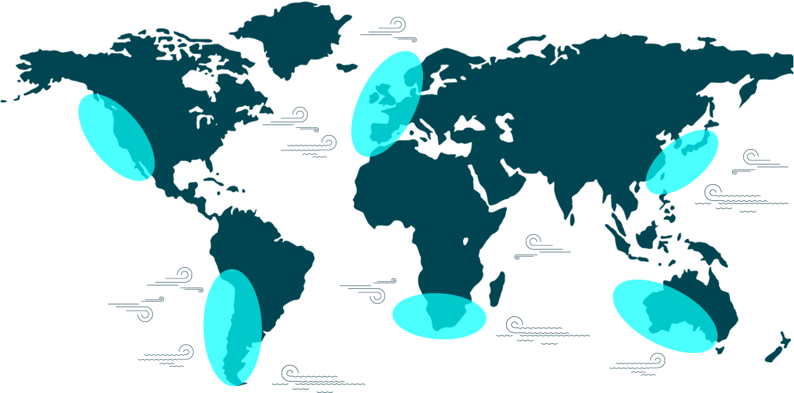 Floating Power Plant's Key Global Market Segments - Scottish Enterprise Ocean Energy World Map Clipart (1600x770), Png Download