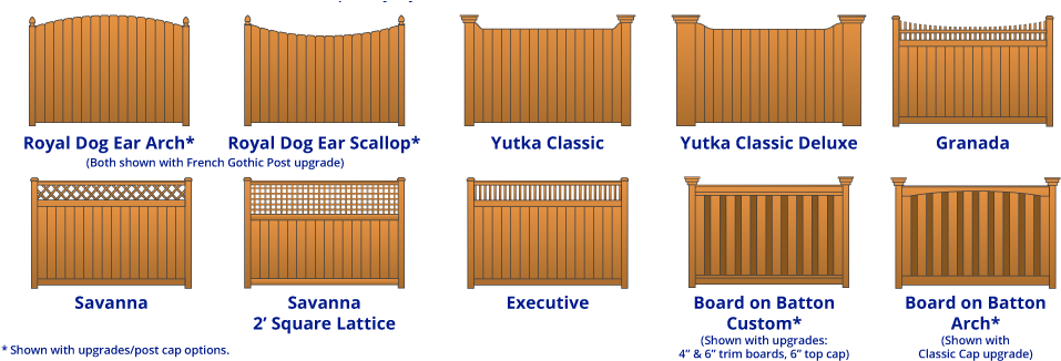 Commercial Wood Fence Yutka Fence Kenosha Wi - Different Styles Of Wood Fences Clipart (1000x325), Png Download