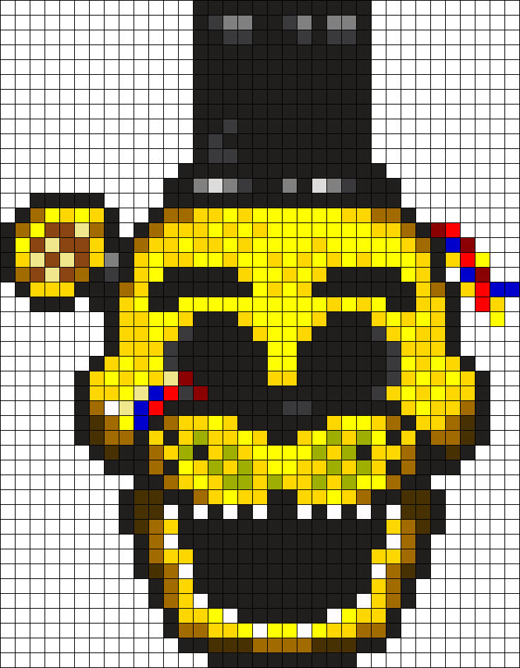 Fnaf Golden Freddy Perler Bead Pattern / Bead Sprite - Fnaf Pixel Art Golden Freddy Clipart (736x946), Png Download