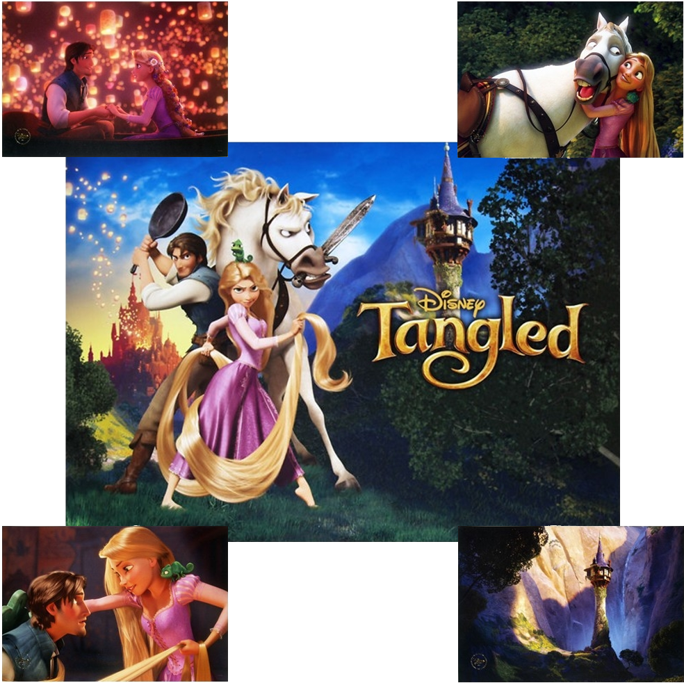 Tangled Disney Movie Lithograph Set Of 4 Clipart (1024x1024), Png Download