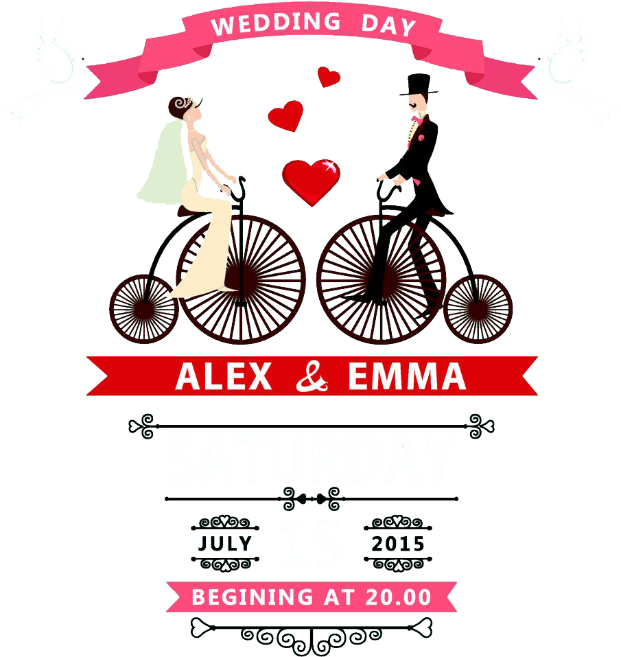 Vector Transparent Wedding Transprent Png Free Download - Wedding Invitation With Bicycle Templates Clipart (1000x1000), Png Download