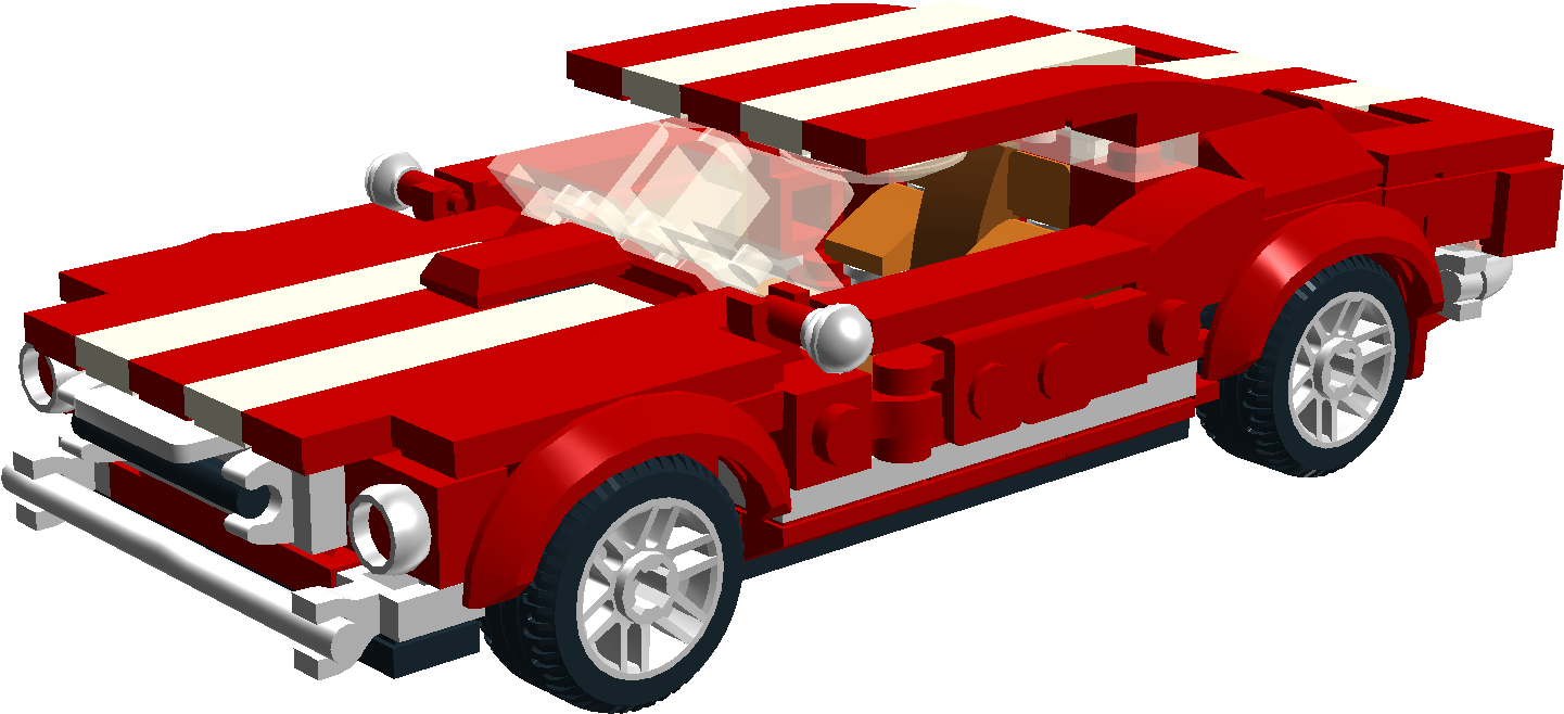 Awesome Red Ford Mustang With White Stripes All Along Clipart (1523x1013), Png Download