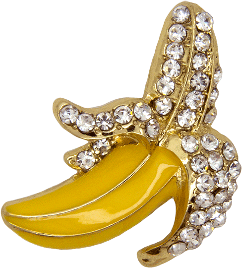 Banana Rhinestone Brooch, Gold - Body Jewelry Clipart (600x600), Png Download