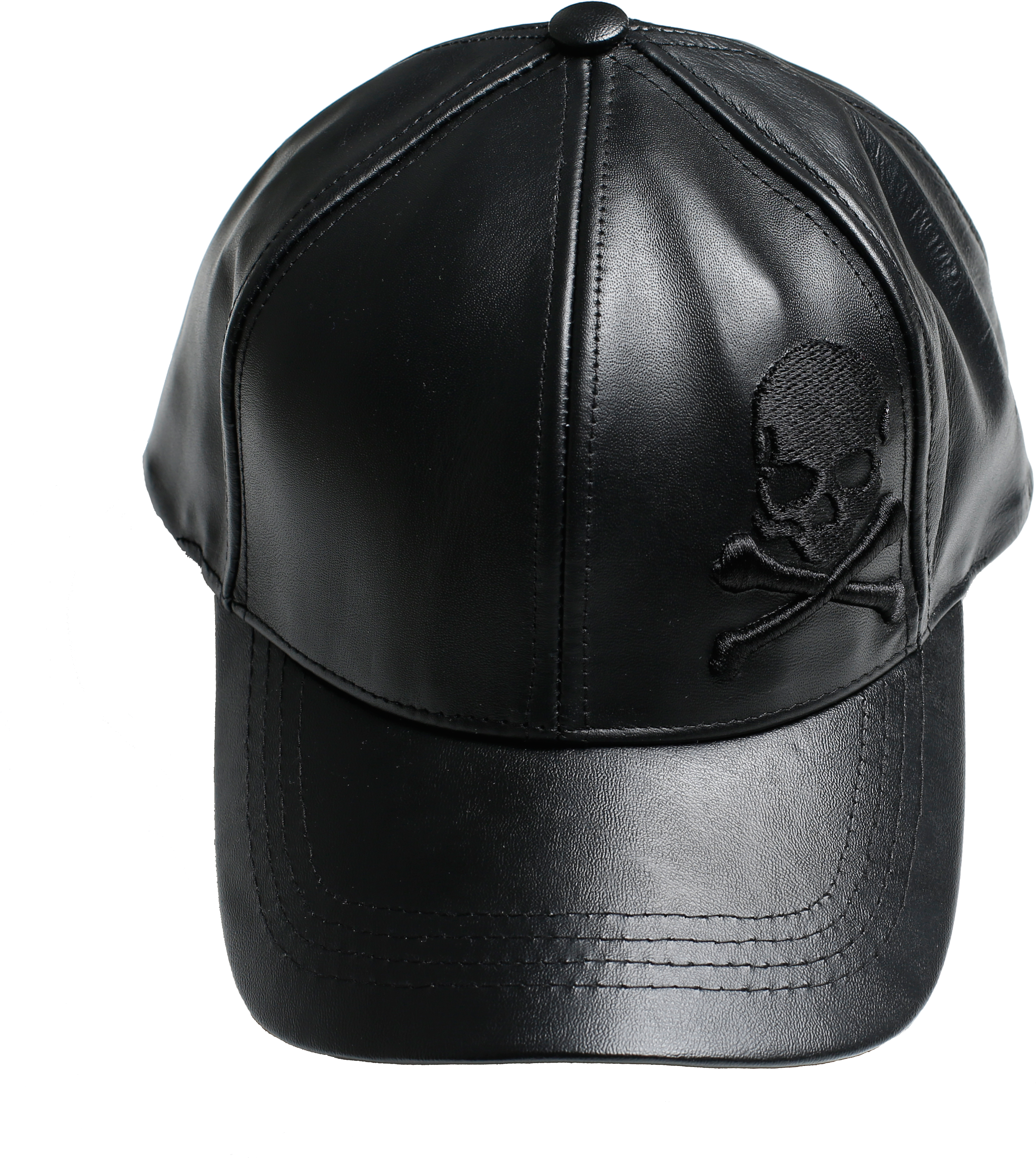 Skull Leather Baseball Cap Clipart (3303x3425), Png Download