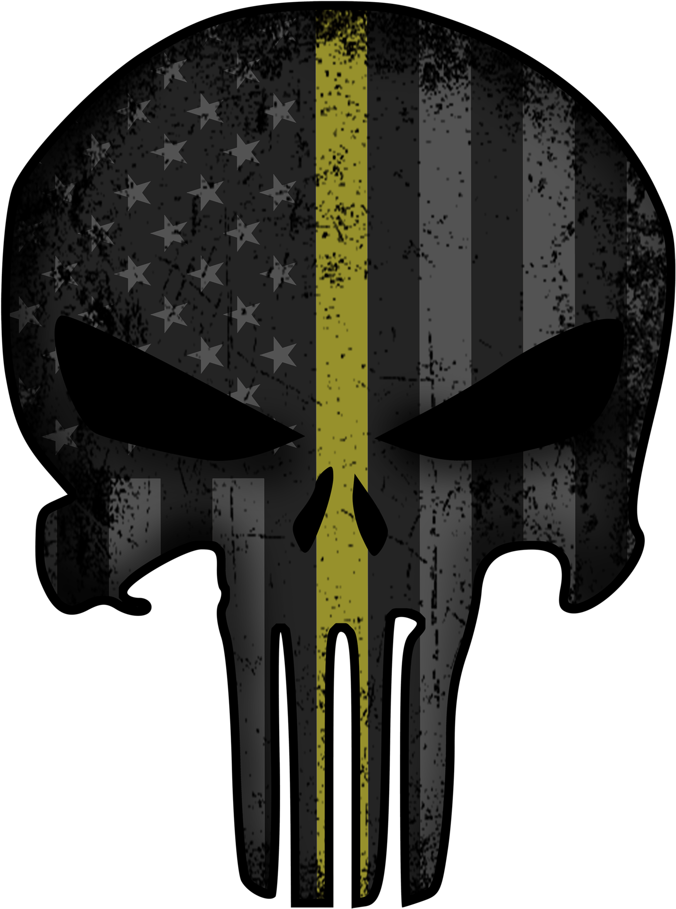 Punisher Thin Gold Line Decal Clipart (1395x1874), Png Download