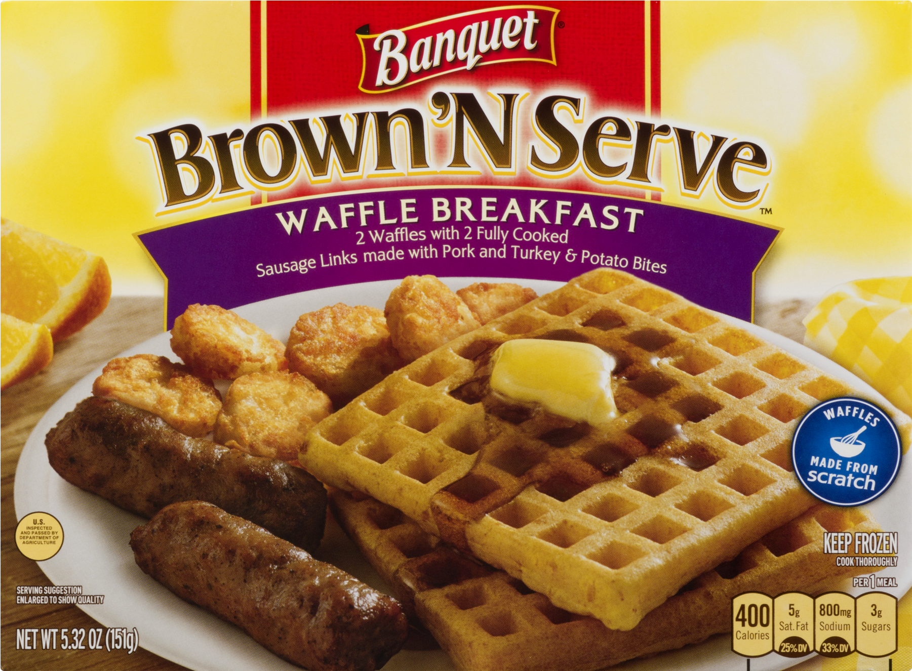Banquet Brown N Serve Waffle Breakfast Clipart (1800x1800), Png Download