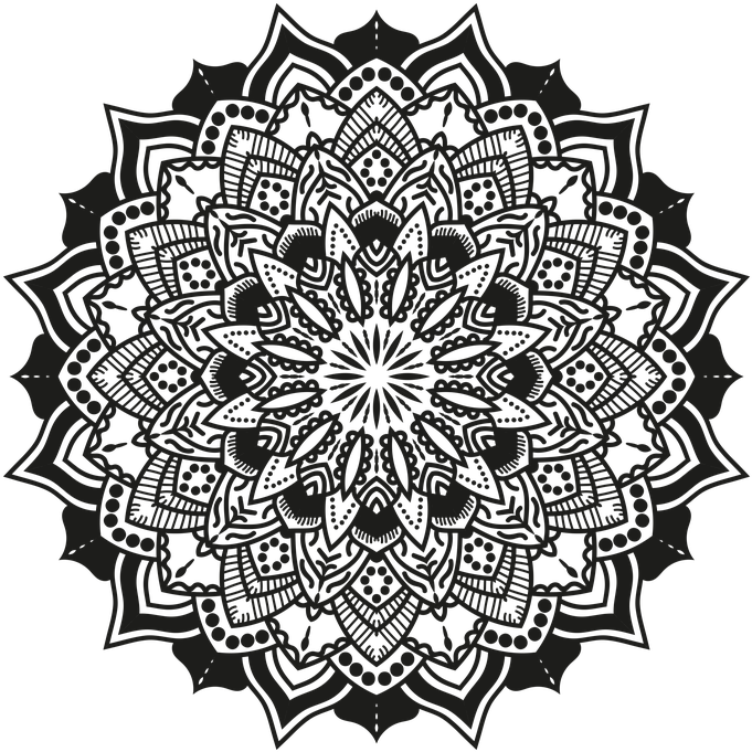 Mandala, Spiritual, Texture, Illustrator, Floral - Bohemian Print Black And White Clipart (720x720), Png Download