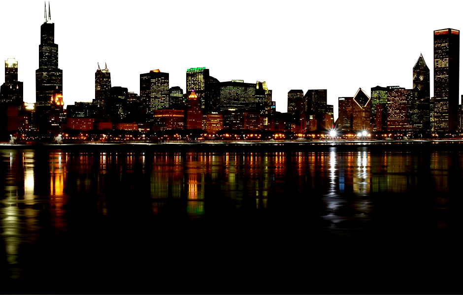 Chicago Skyline - Chicago Bears Stadium At Night Clipart (940x599), Png Download