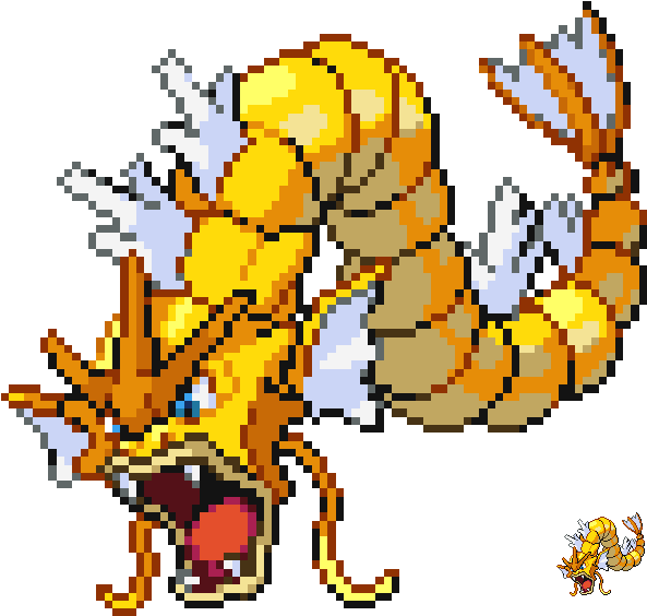 Gyarados Shiny Magikarp Coloration By Trainerashfry-d9kupwa - Shiny Magikarp Pixel Art Clipart (593x564), Png Download