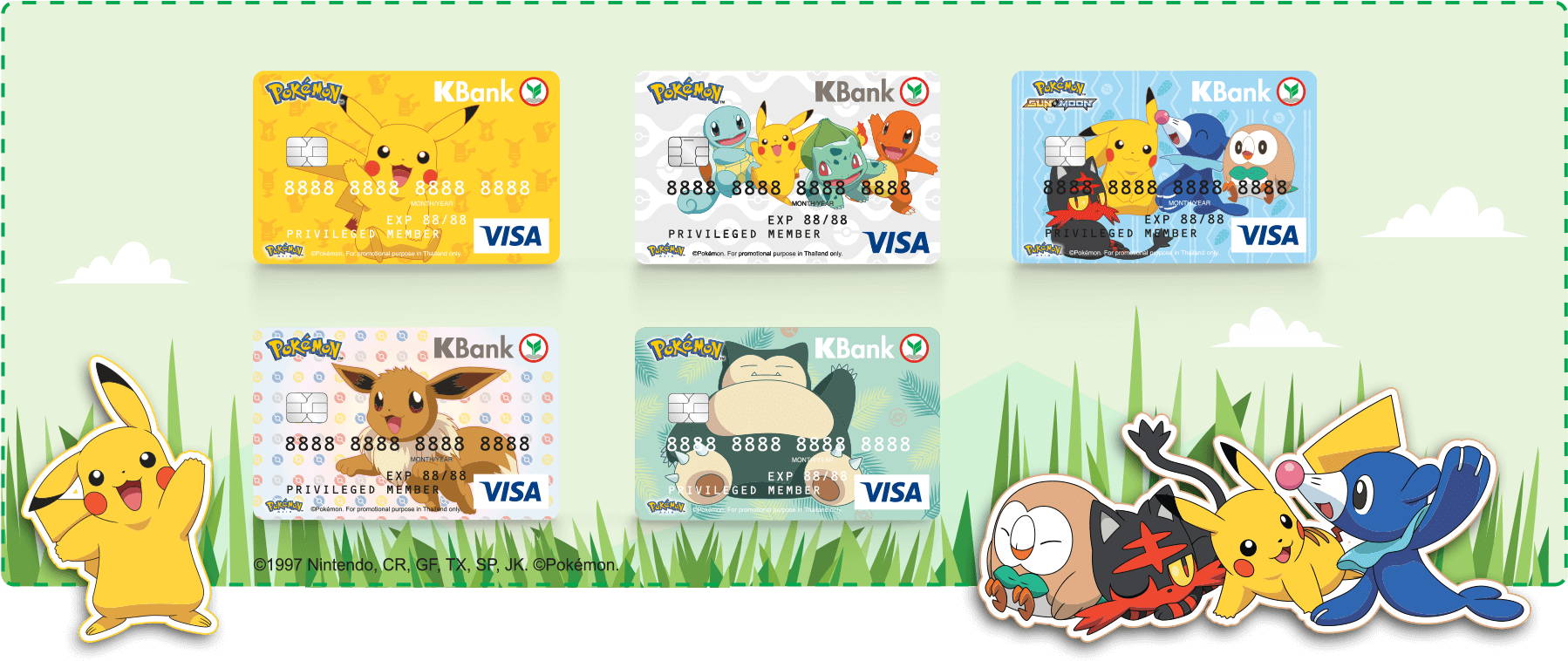 New Pokémon-themed Visa Debit Cards Display Pikachu, - บัตร กสิกร โปเก ม่อน Clipart (1800x764), Png Download