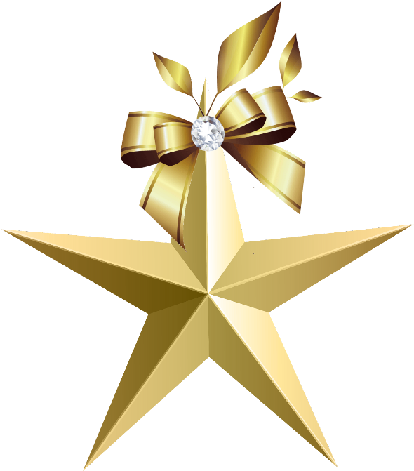 Mq Gold Bow Bows Ribbon Ribbons - Transparent Background Golden Star Png Clipart (590x671), Png Download
