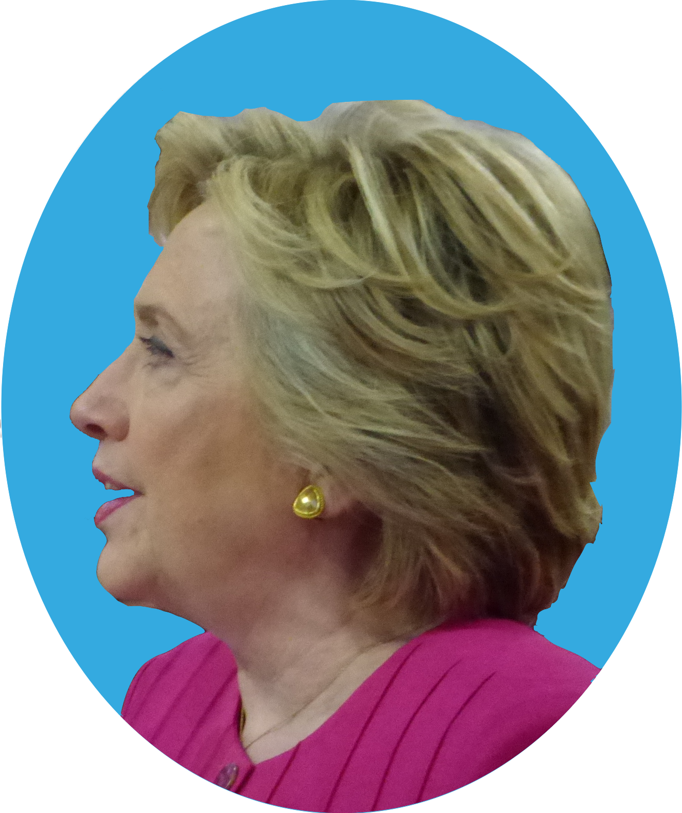 Hillary Rodham Clinton Oval Blue - Blond Clipart (1325x1580), Png Download