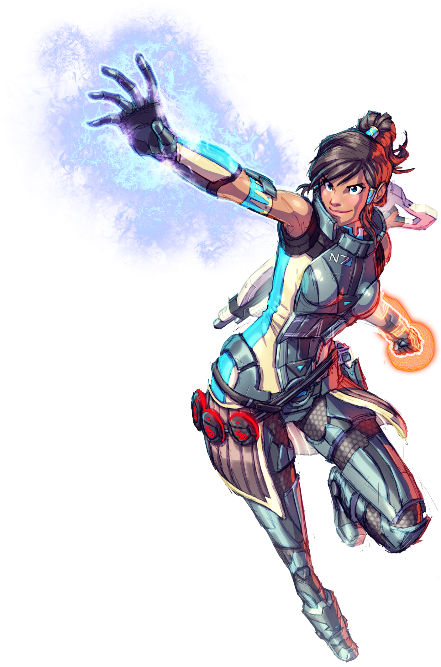 Korra Mass Effect By Zachula Clipart (1407x2126), Png Download