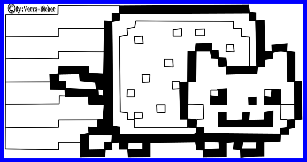 Coloring Pages Minecraft Dog Acelesite - Nyan Cat Coloring Pages Clipart (1271x673), Png Download
