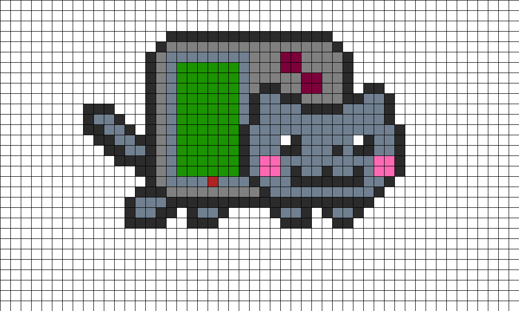 Gameboy Nyan Cat Perler Bead Pattern - Mini Nyan Cat Pixel Art Clipart (1050x630), Png Download