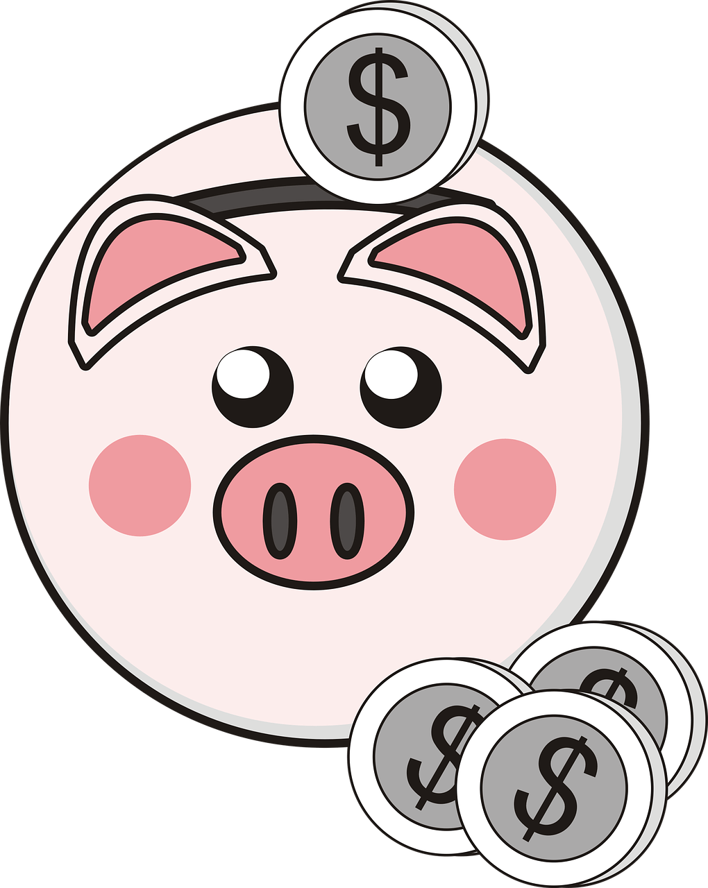 Download Piggy Bank With Dollar Coin Clipart Transparent - Transparent Piggy Bank Clipart - Png Download (1020x1280), Png Download