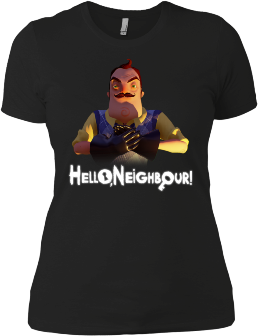 Hello Neighbor Menacing Gaming Greepy Shirt Boyfriend - Shirt Clipart (1155x1155), Png Download