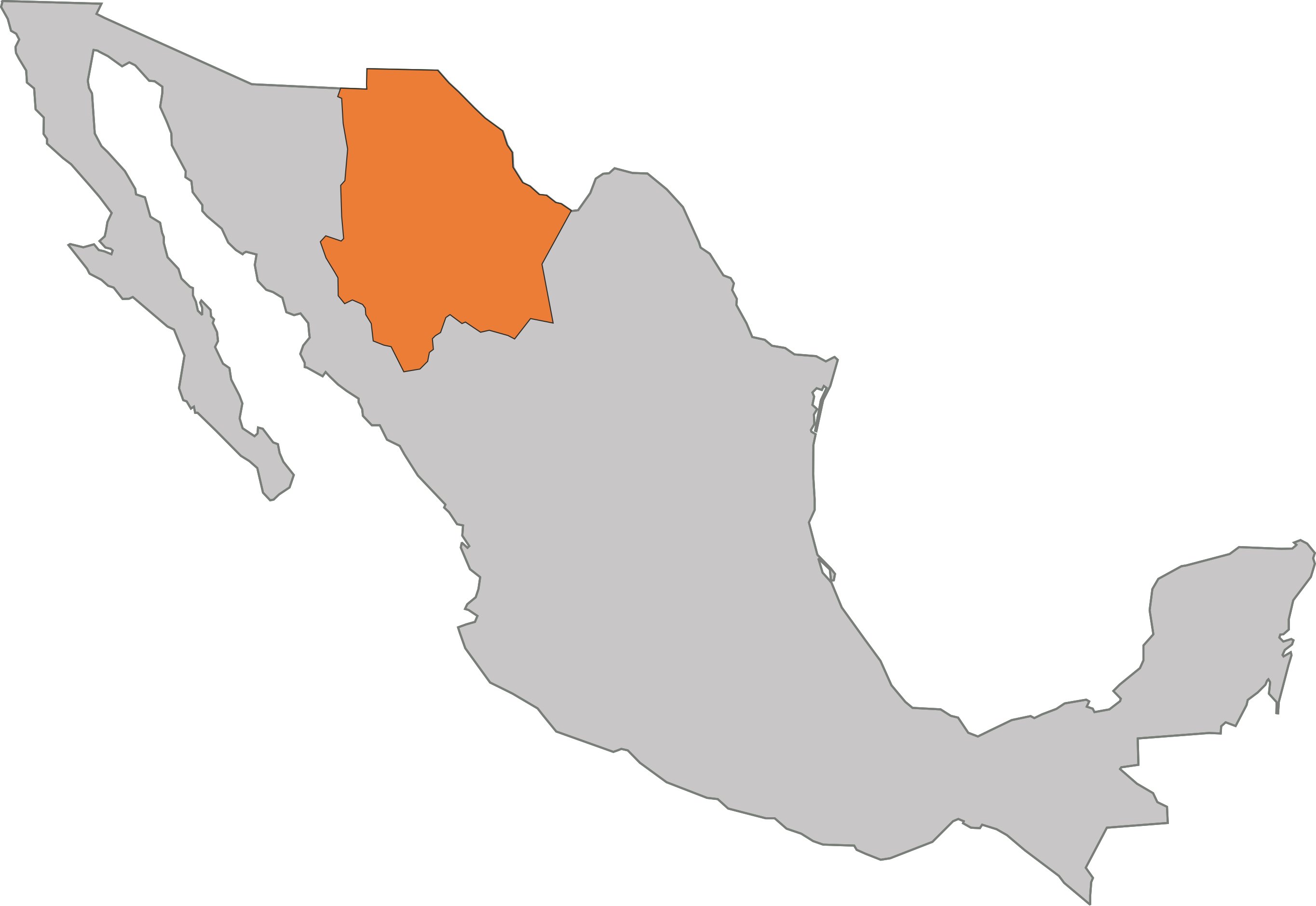Chihuahua Mapa Png - Mexico Map Clipart (2729x1878), Png Download
