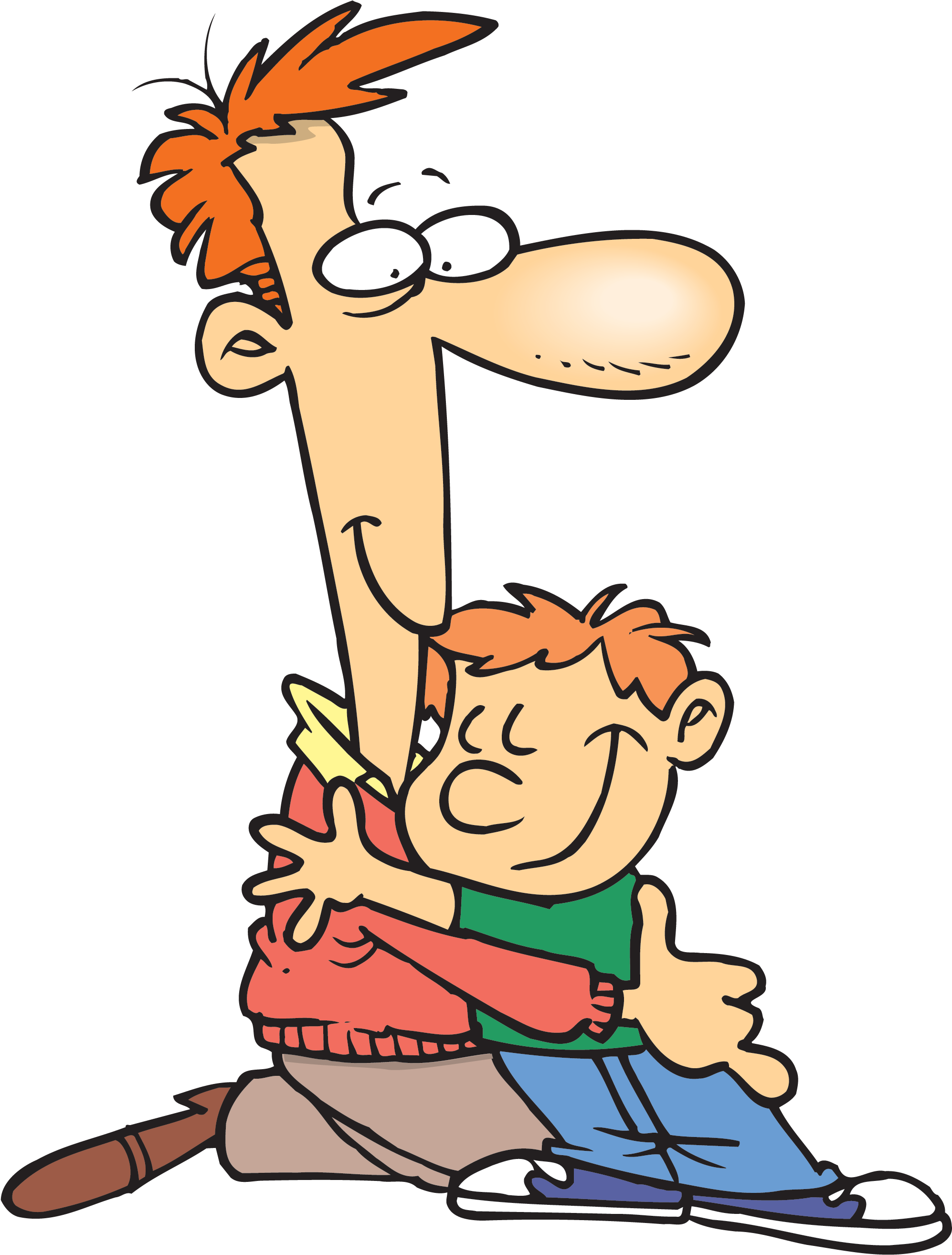 Turtle Dove Clipart Transparent Background - Cartoon Boy Hugging Dad - Png Download (2000x2632), Png Download