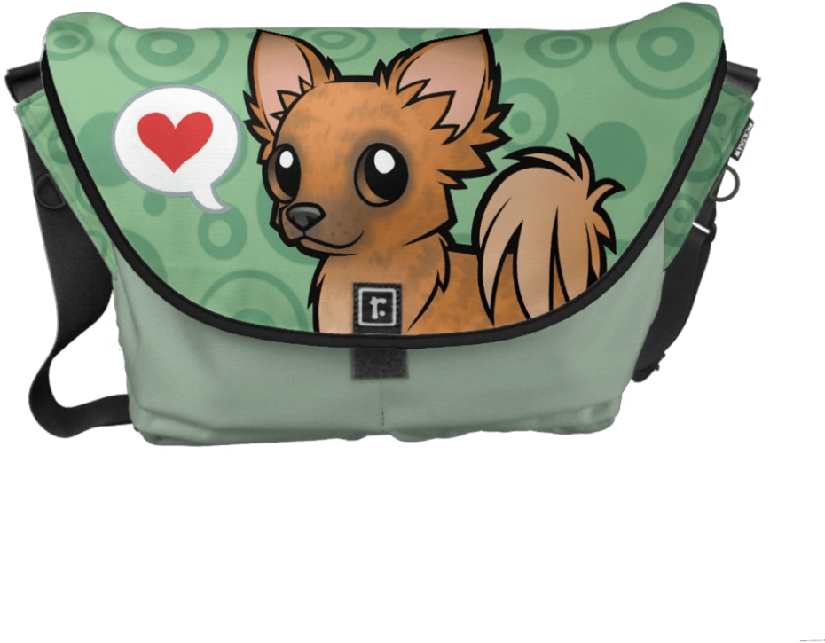 Red Brindle Longhaired Chihuahua Messenger Bag - Messenger Bag Clipart (1006x1006), Png Download