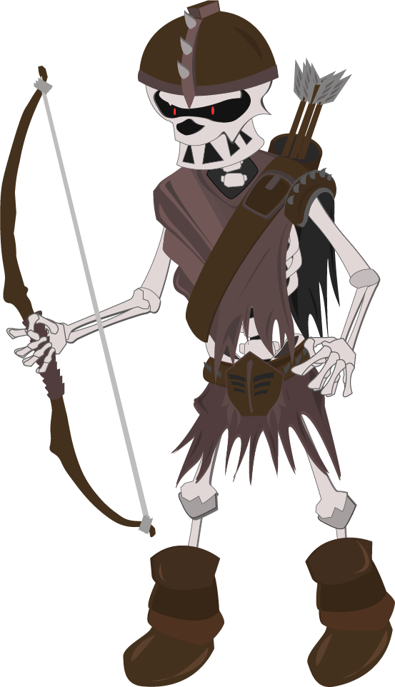 Preview - Cartoon Skeleton Archer Clipart (553x962), Png Download