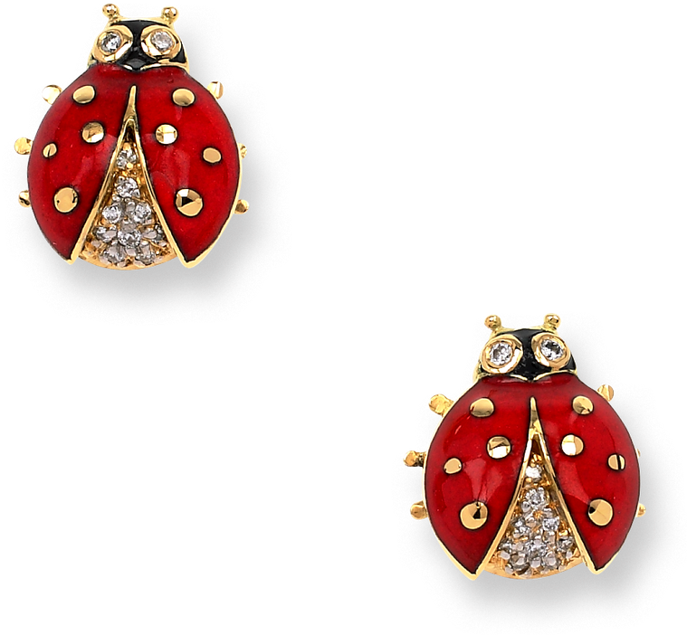 Nicole Barr Designs 18 Karat Gold Ladybug Stud Earrings-red - Earrings Clipart (759x702), Png Download