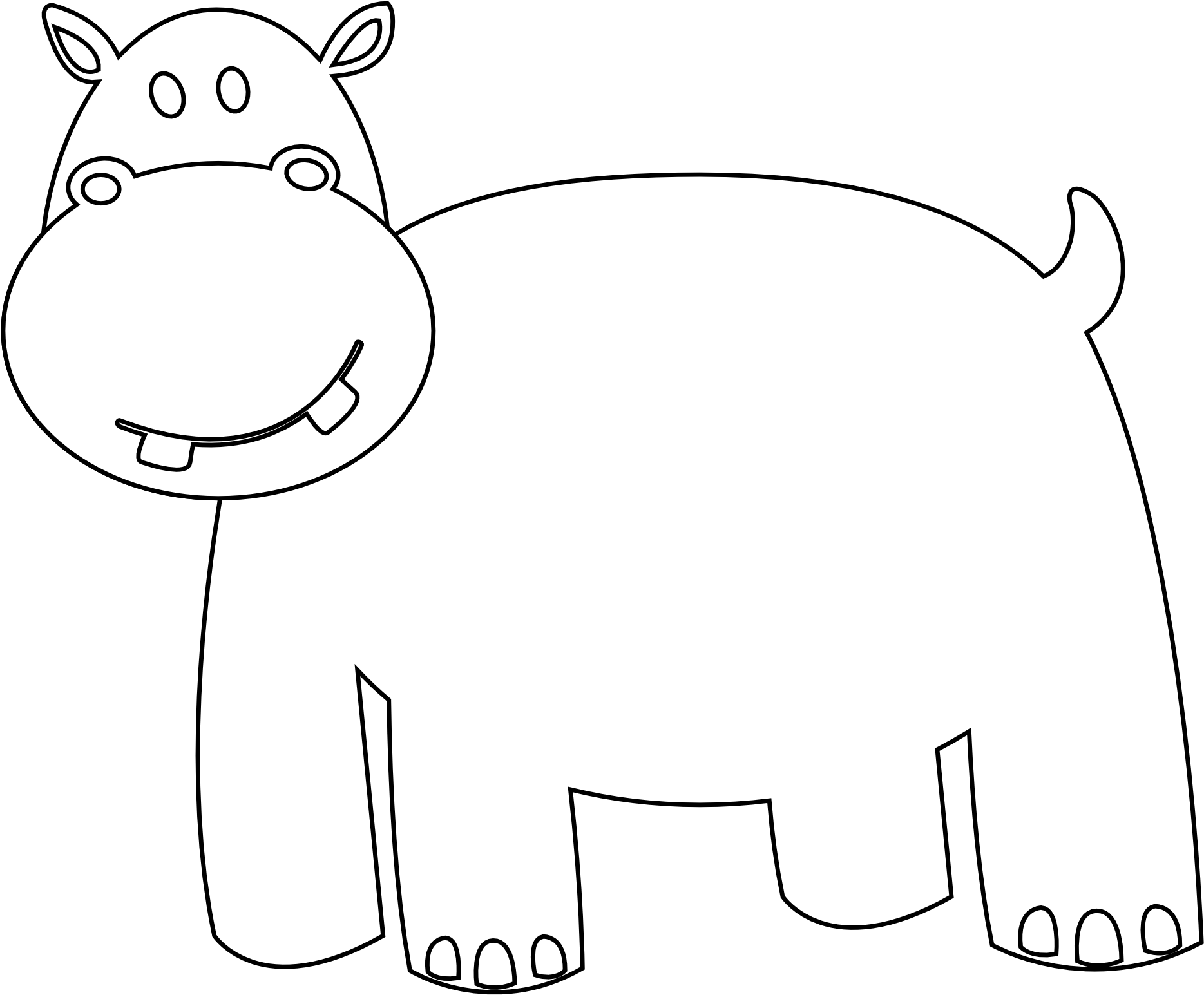 Hippo Clipart Hippo Outline - Clip Art - Png Download (1979x1979), Png Download