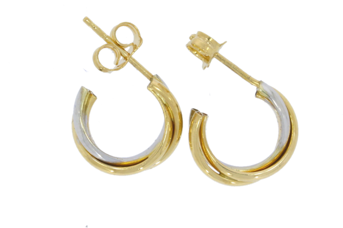 9ct White & Yellow Gold Hoop Earrings , Png Download Clipart (708x470), Png Download