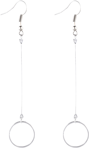 Circle Long Drop Earrings Silver Earrings Zaful Long - Earrings Clipart (558x744), Png Download