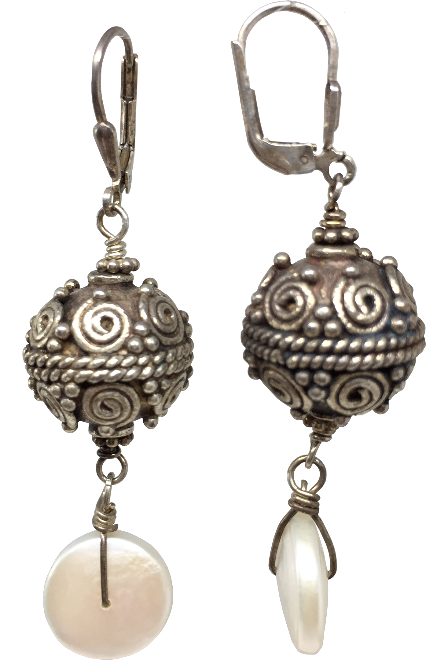 Sterling Silver Bali Pearl Drop Earrings - Earrings Clipart (2448x3264), Png Download