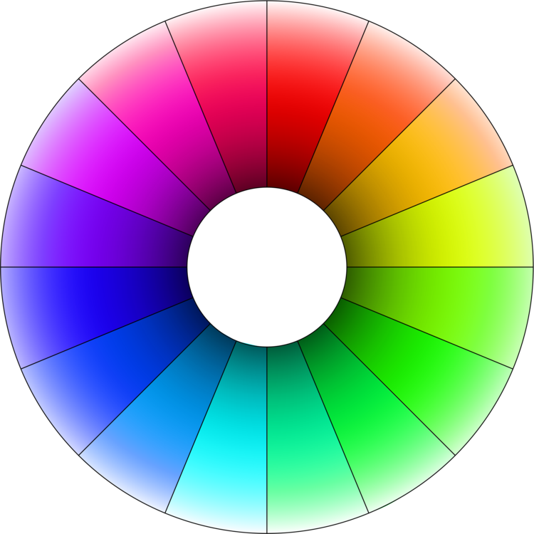 Color Wheel Hue Complementary Colors Computer Icons - Color Wheel 16 Colors Clipart (750x750), Png Download