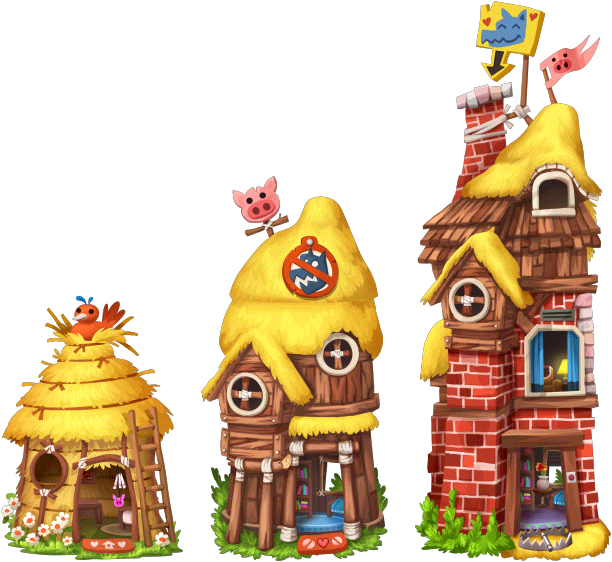 Clip Art Transparent Stock Image Fairytales House Level - Three Little Pigs Png (612x562), Png Download
