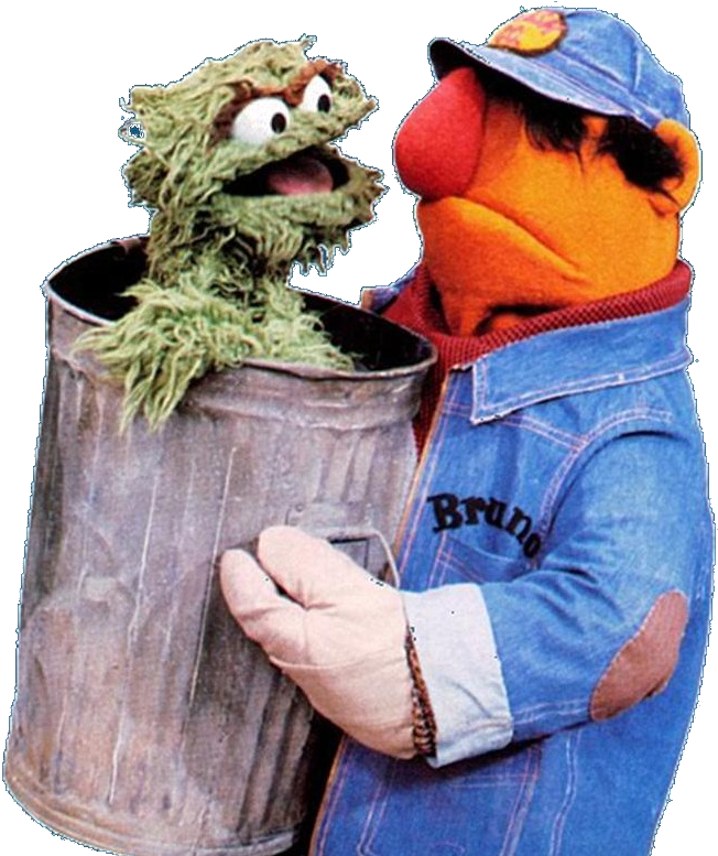 Oscar The Grouch Moving , Png Download - Sesame Street Bruno Oscar Clipart (652x777), Png Download