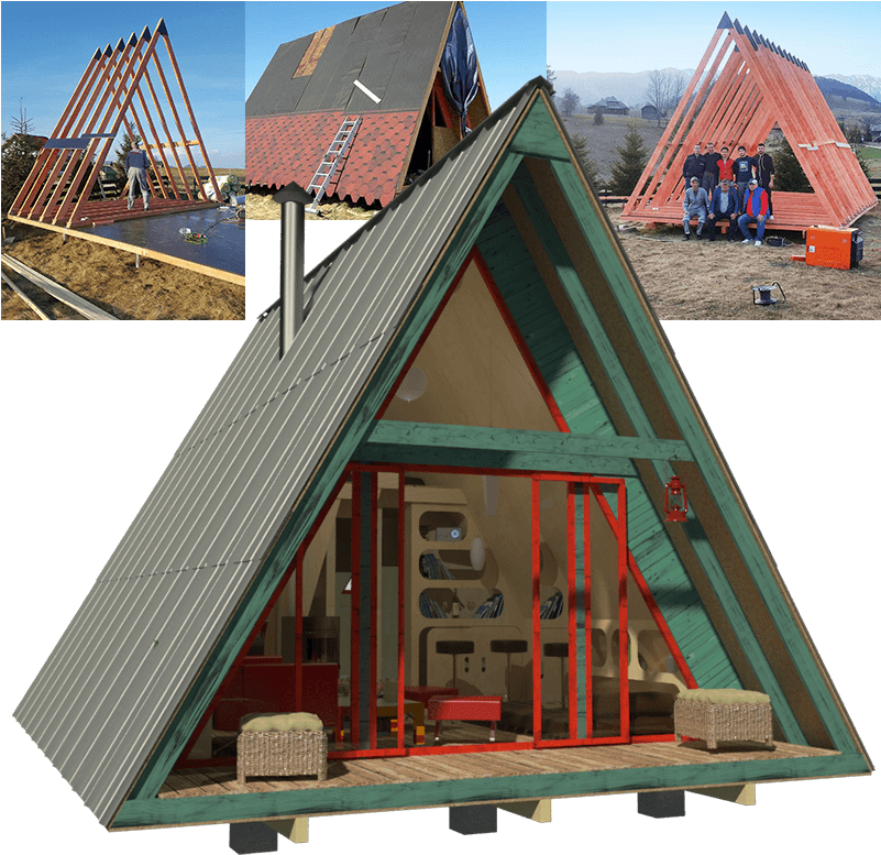 Tiny House Plans Diy - Frame Cabin Plans Pdf Clipart (800x800), Png Download