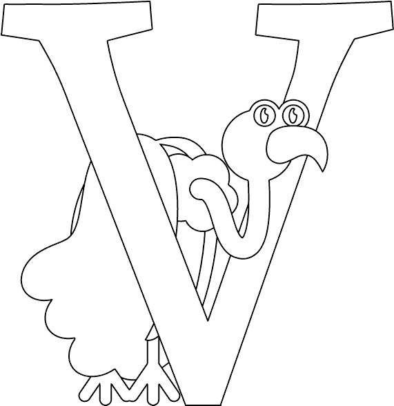 V Is For Vulture - Line Art Clipart (586x600), Png Download