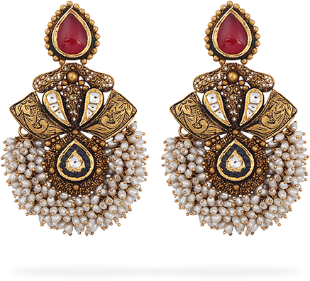 Gold - Earrings Clipart (607x590), Png Download